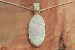 Calvin Begay Fire and Ice Opal Sterling Silver Pendant